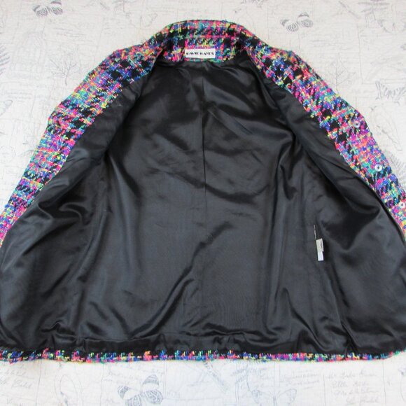 Saks Fifth Avenue Vintage 1980's David Hayes  Neon Tweed womens Jacket womens 8 - Picture 11 of 11